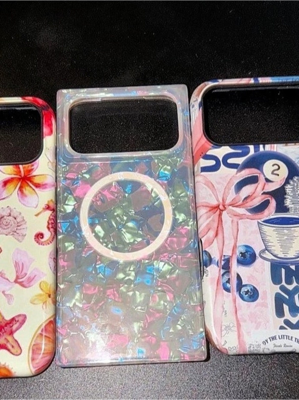 IPHONE 17 PRO MAX Floral Phone Case 3-Piece Set in Pink & Blue